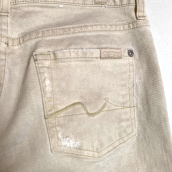 7 for All Mankind skinny leg taupe distressed jeans  women’s size 25 - Picture 4 of 8